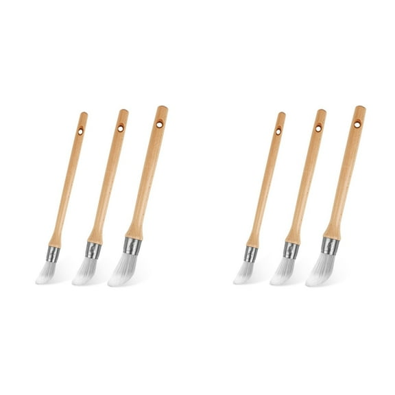 Trim Paint Brush,Edge Painting Tool Kit,Round Trim Brushes for Corner,Touch UPs,Artwork,House Wall Edges 6-Pack,6 x Painting brushes,Wood Color