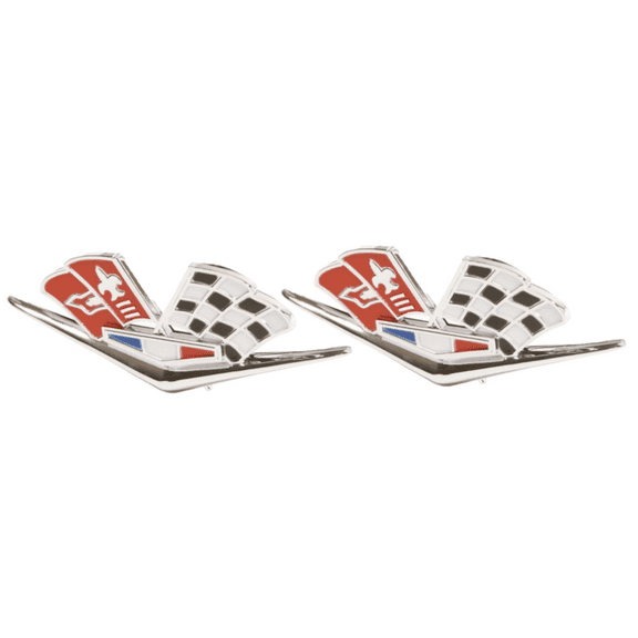 Trim Parts 327/409 X-Flag Front Fender Emblem Set 1962-1963 Impala and Bel Air