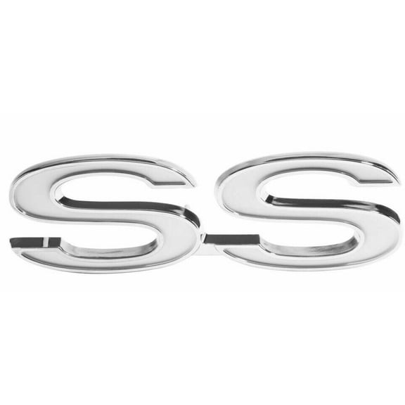 Trim Parts White Front Fender SS Emblem 1973 Chevelle and 1973-1974 Nova (Each)