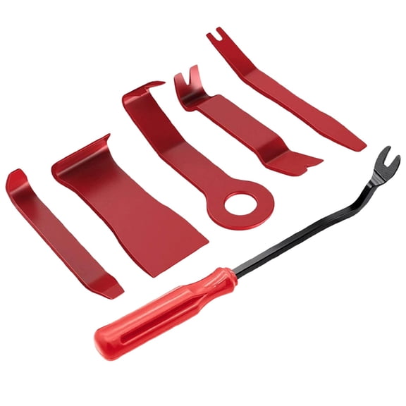 Trim Removal Tool, 6Pcs Trim Removal Tool Set, Car Pry Tool Kit, Car Panel Door Audio Trim Tool Kit for Vehicle Dash Radio Audio Installer, Red