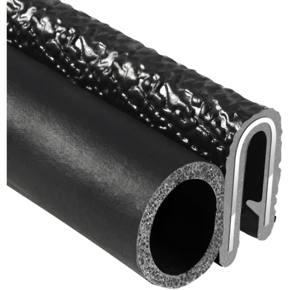Trim Seal with Side Bulb - Fits 0.437" Bulb, 1/16" Edge, 9/16" Leg, 25 Feet Length - Flexible PVC Plastic Trim with EPDM Rubber Seal
