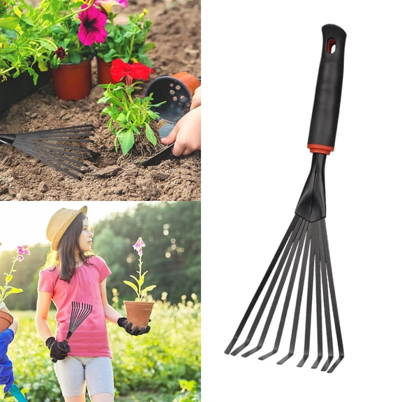 Trim Tool Gardening Hand Tools Hand Rakes Loosening Soil Rake Gardening Tools Ergonomic Handle Sturdy For Yard Work And Lightweight For Gardening Enthusiasts, 33 cmx10 cm, Black