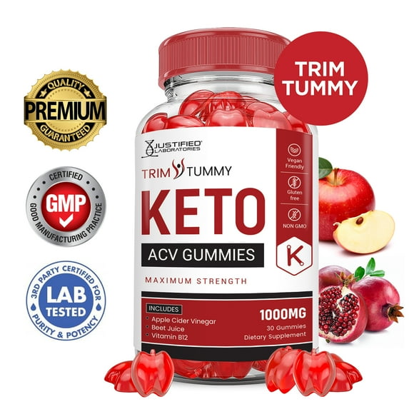 Trim Tummy Keto ACV Gummies 1000MG Dietary Supplement 60 Gummys