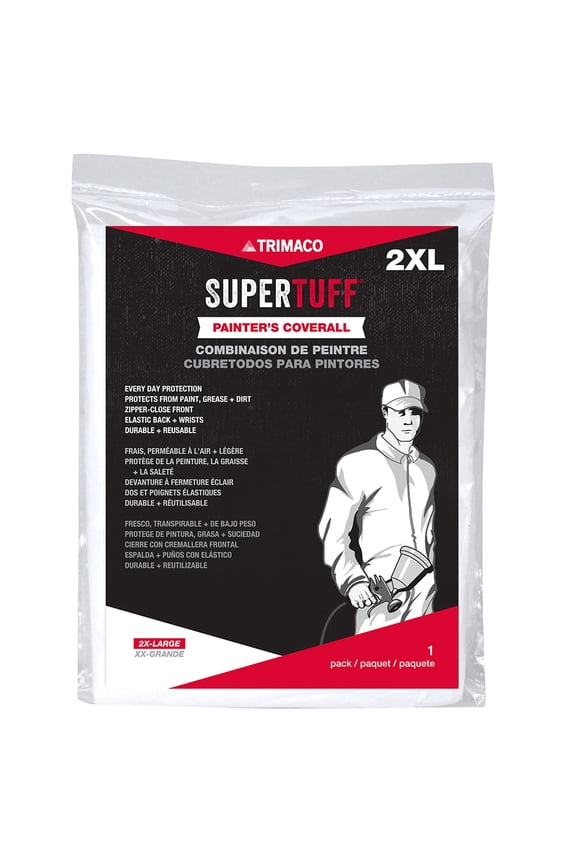 XX-Large Trimaco 09907 SuperTuff Polypropylene Disposable Coverall with Elastic Back & Wrists