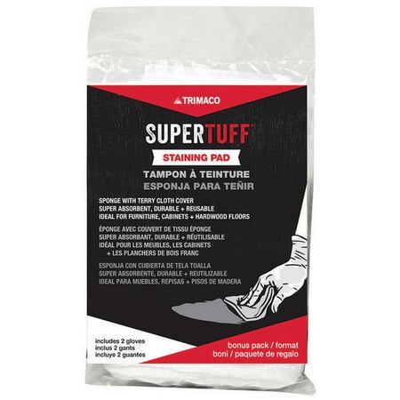 Trimaco SuperTuff Staining Pad With Free Gloves - Cleaning Sponge - 1 Pad, 2 Gloves, 4 x 5 In