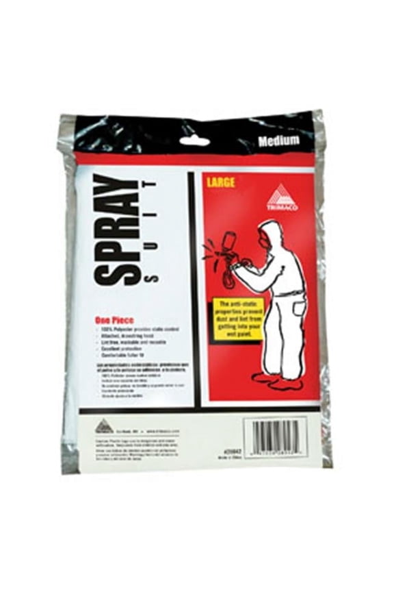 SuperTuff 28041 Anti-Static Breathable Painter's Spray Suit, Medium, White, 100% Polyester