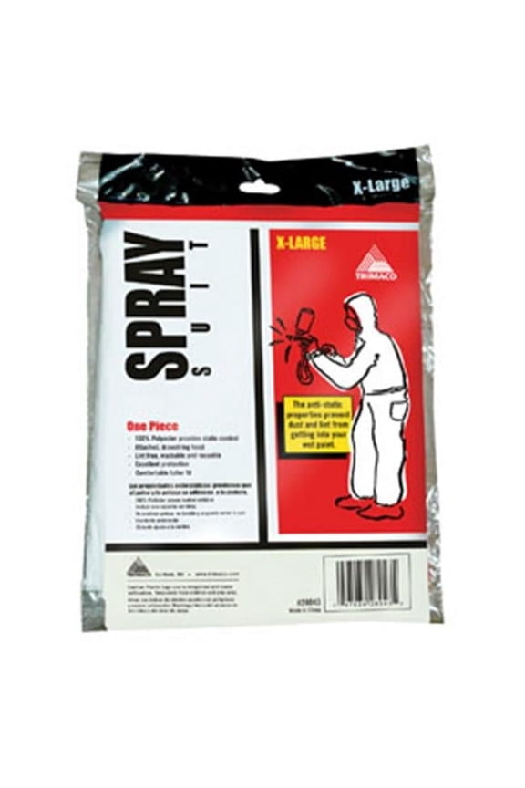 SuperTuff 28043 Anti-Static Breathable Painter's Spray Suit, X-Large, White, 100% Polyester