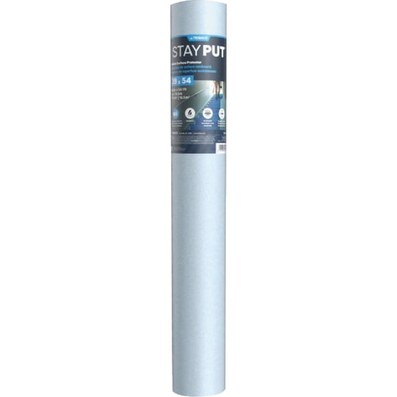 Trimaco Stay Put Surface Protector - Waterproof Vinyl - 39.37-Inch x 54.13-Feet, Blue  Residential Use, Standard Application