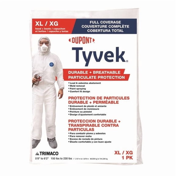 Trimaco Dupont Tyvek Tyvek Coverall with Hood and Boots White XL 1 pk