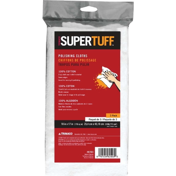 Trimaco SuperTuff Polishing Cloth - Reusable Household Cleaning Cloth - 3 Pack, 10 x 17 In.