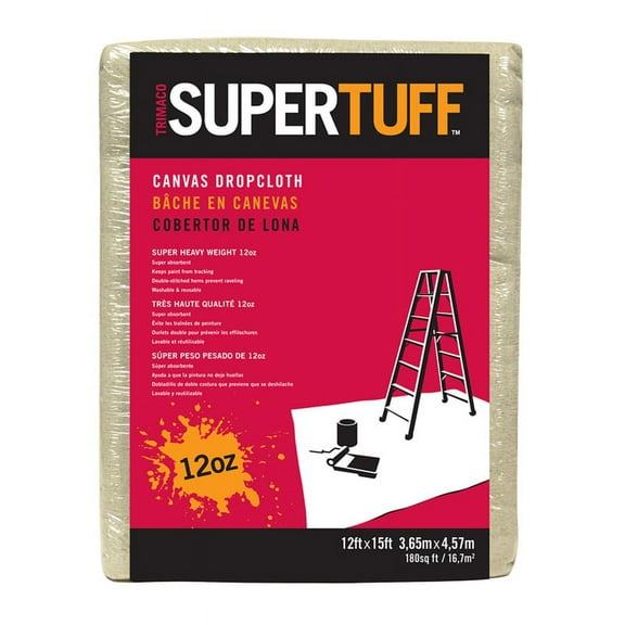 Trimaco Supertuff 12 Ft. W X 15 Ft. L 12 Canvas Drop Cloth 1 Pk