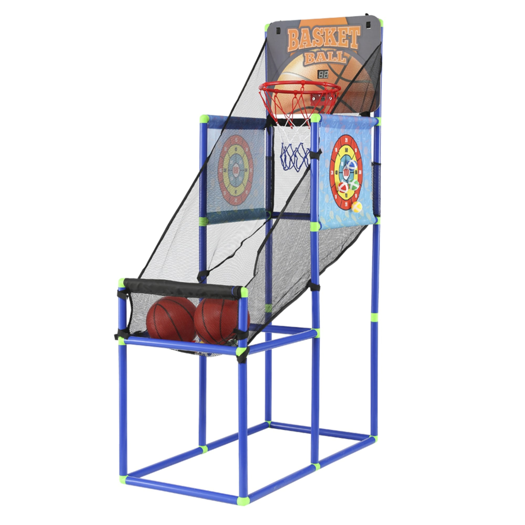 Trimate 2-in-1 Arcade Basketball Hoop Game with 2 Dart Boards for Kids Ages 3-5, Indoor Fun with Electronic Scoreboard & Sound Effects, Includes Air Pump for Easy Setup and Play