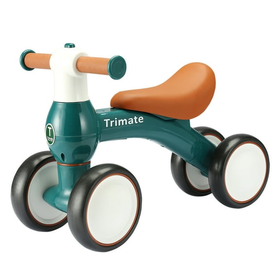 Trimate Baby Walker Balance Bike, Green - Perfect Ride-On Toy for 1-Year-Olds, with 4 Wheels, Ideal for Boys and Girls (12-24 Months)