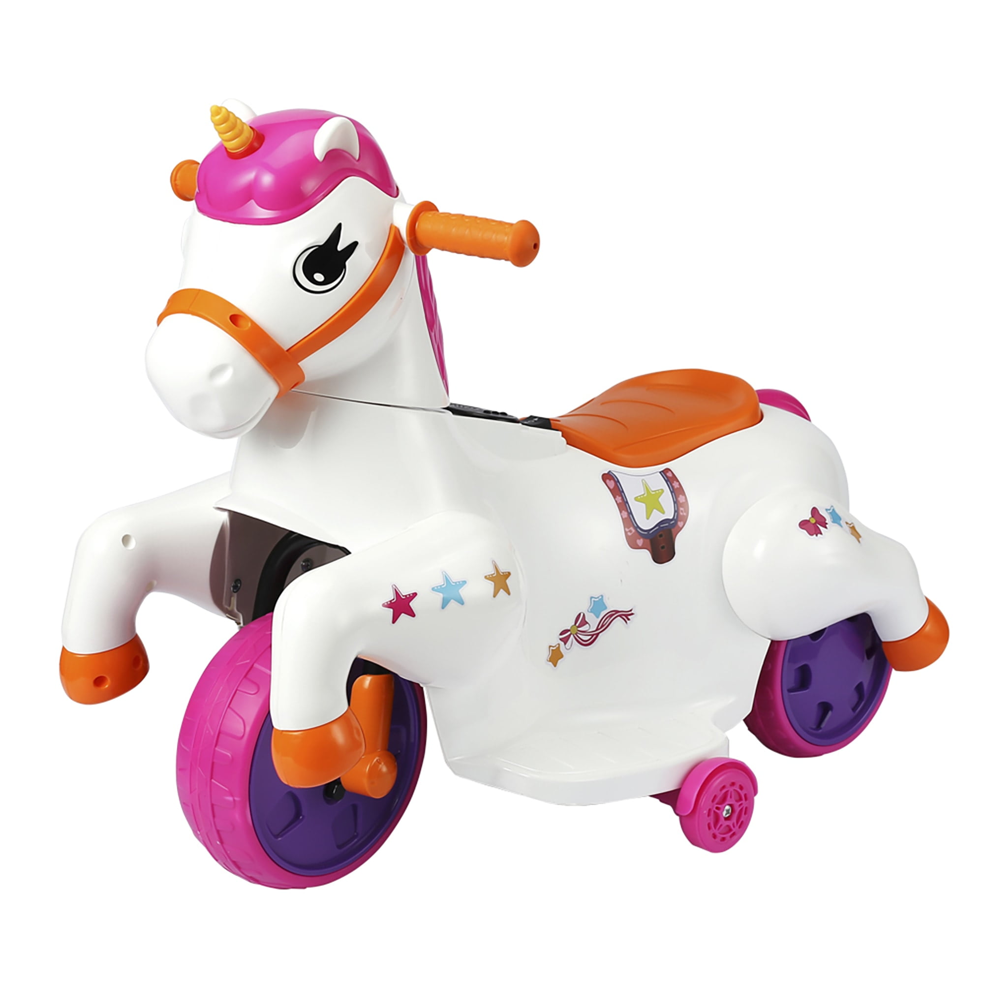 6V Multicolor Electric Unicorn Ride-On Toy with Music