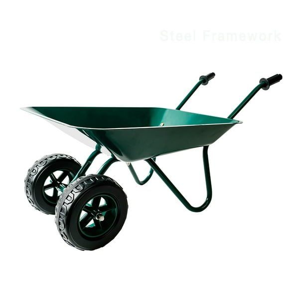Trimate Metal Wheelbarrow - Hunter Green - Outdoor-Indoor Play Toy, 11x28x15", Dual Wheel, Durable Functional Fun, Garden-Sandbox-Snow, Kids Age 3+
