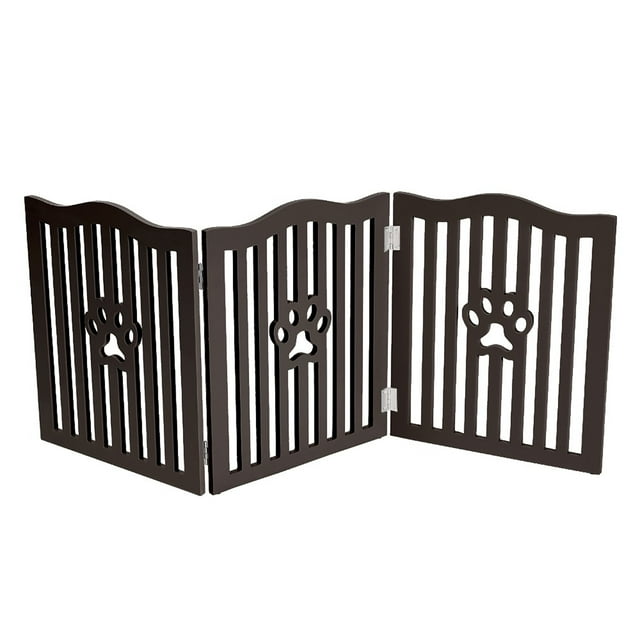 Trimate Wooden Free Standing Pet Gate for Small Dogs and Cats, Espresso