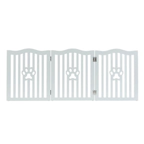 Trimate Wooden Free Standing Pet Gate for Small Dogs and Cats, Grey