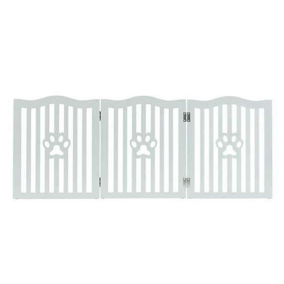 Trimate Wooden Free Standing Pet Gate for Small Dogs and Cats, Grey
