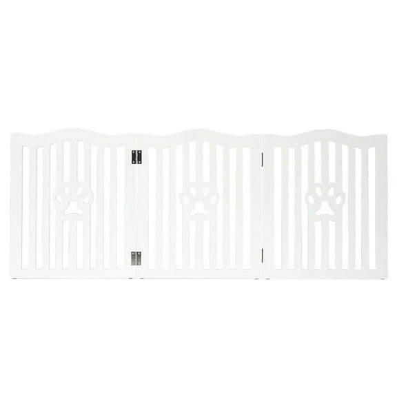 Trimate Wooden Free Standing Pet Gate for Small Dogs and Cats, White
