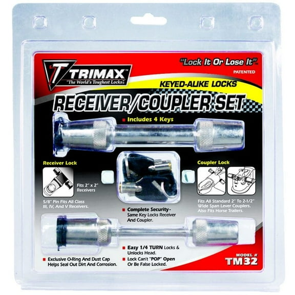 Trimax Keyed-Alike Receiver and Coupler Lock Set for Class III Trailer Receivers (TC2/T3)