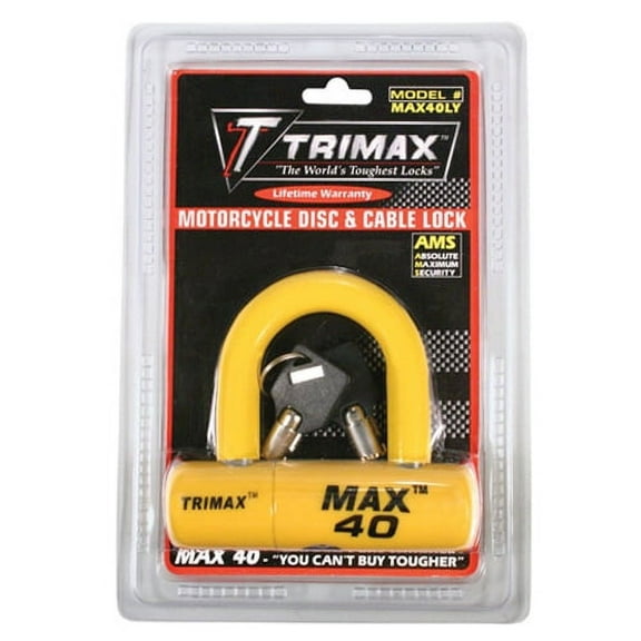 Trimax MAX40YL Motorcycle Disc U-Lock - Yellow with Yellow PVC Shackle