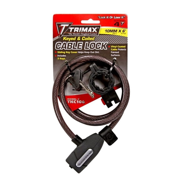 Trimax TKC106 Trimaflex Coiled Cable Lock with Quick Release Bracket