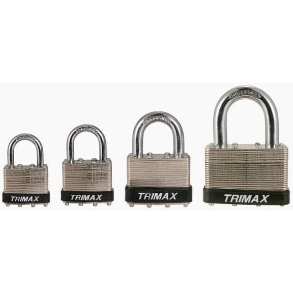 Trimax TLM100 Dual Locking 40mm Solid Steel Laminated Padlock with 1" x 1/4" Dia. Shackle