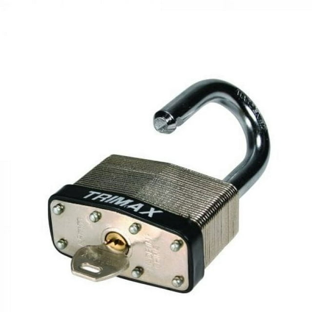 Trimax TLM87 Dual Locking 30mm Solid Steel Laminated Padlock with 7/8 in. X 3/16 in Diameter Shackle