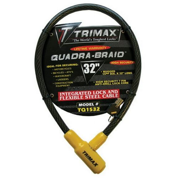 Trimax - Tq1532 - Braided Cable W/ Keyed Cable Lock, 32In. X 15Mm