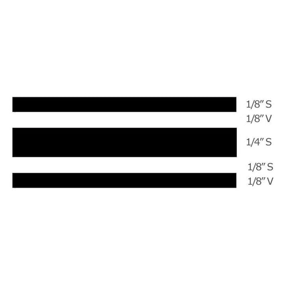 Trimbrite T0501 Pinstripe Tape 3/4 Inch Multistripe; Black; 36 Foot Length