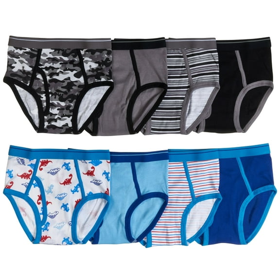Trimfit 8 Pack Camo Dino Black Blue Briefs S