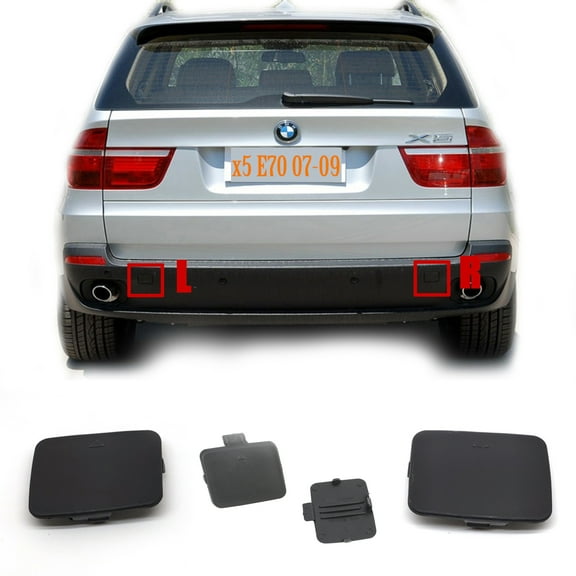 Trimla 2PCS Rear Tow Cover for 07-09 BMW X5 E70 Fit 3.0i 3.0d 3.0s 3.0si 3.0sd 3.5d 4.8i xDrive sDrive 2007 2008 2009 SAV bumper Towing Hook Eye Cap Left+Right 51127158447 51127158448