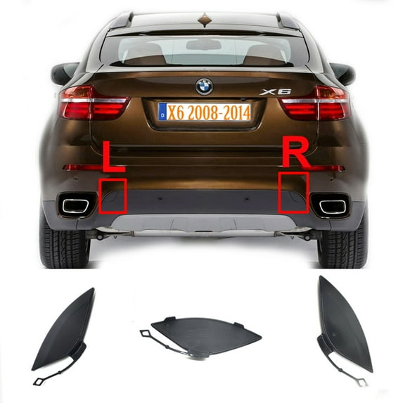 Trimla 2PCS Rear Tow Cover for 08-14 BMW X6 E71 E72 30dX 35dX 35iX 40dX 40iX 50iX SVA 2008 2009 2010 2011 2012 2013 2014 bumper Towing Hook Eye Cap 51127176251 51127176252