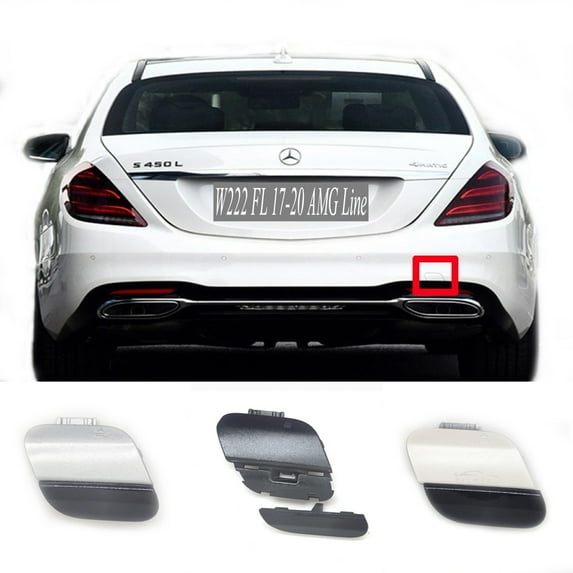 Trimla 2in1 Rear Tow Cover Fit 17-21 Mercedes Benz S W222 AMG Line for S300 S320 S350 S400 S450 S500 S560 S600 S63 2017 2018 2019 2020 2021 bumper towing Hook Eye Cap A2228852301
