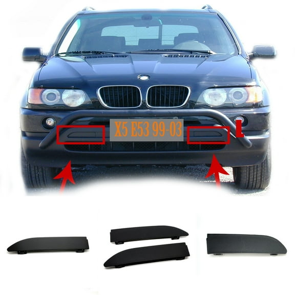 Trimla Front L+R Tow Cover for 99-03 BMW X5 series E53 3.0d 3.0i 4.4i 4.6is 4.8is xDrive sDrive 2000 2001 2002 2003 SAV bumper Towing Hook Cap 51118250413 51118250414