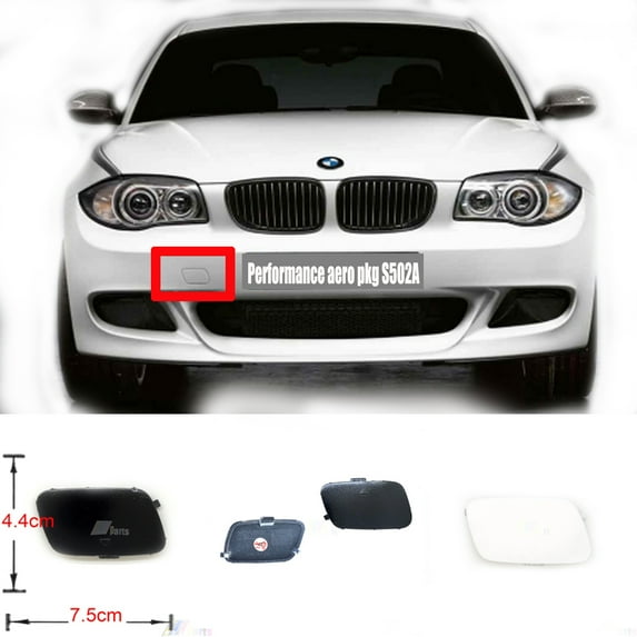 Trimla Front Tow Cover for 07-10 BMW1 E87LCI E81LCI Performance Aero S502A Hatchback Fit 116d 114d 118d 125i 128i 135i 2007 2008 2009 2010 bumper Hook Eye Cap 51110432380 White