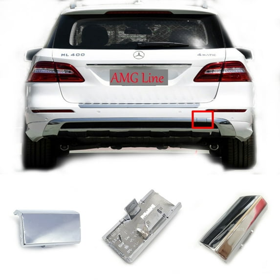 Trimla Front Tow Cover for 12-14 Mercedes Benz X166 AMG Line Fit ML/GLE 300 320 350 400 450 500 550 63 2012 2013 2014 Bumper Towing Hook Eye Cap A1668851423 Chrome