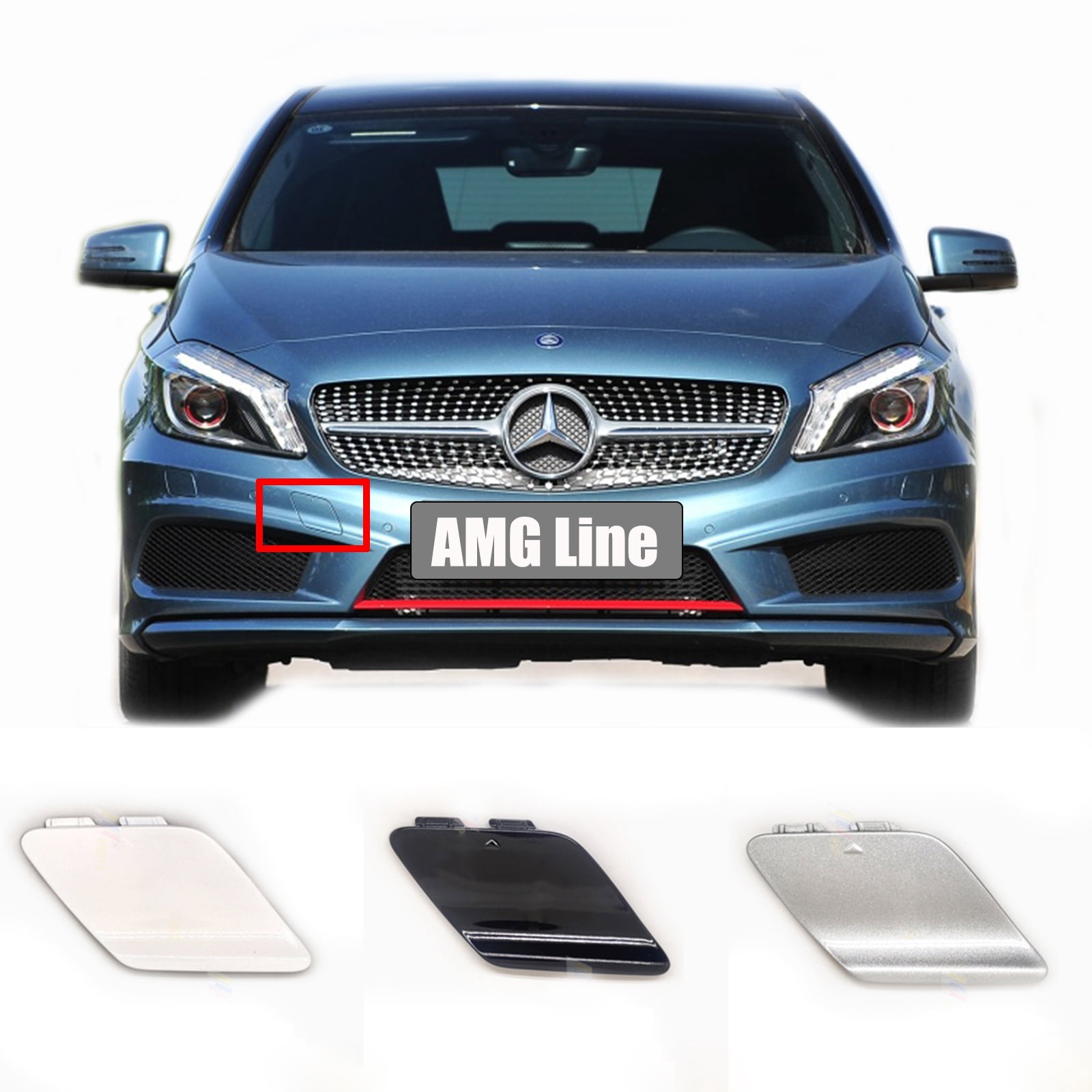 Front Bumper Spoiler Trim 3 Pezzi In Nero Lucido Per A-Class W176 AMG-Line 2015-2018 – Adattamento Preciso E Design Aerodinamico