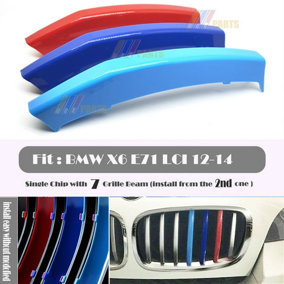 Trimla M-Colored Grille Insert Trim Performance 12-14 for BMW X6 E71 LCI Fit 30d 35d 35i 40d 50i SVA 2012 2013 2014 Strip Clip Cover