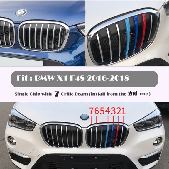 Trimla M-Colored Grille Insert Trim Performance 16-19 for BMW X1 F48 Fit 16d 18d 18i 20d 20i 25dX 25iX 2016 2017 2018 2019 sDrive xDrive SVA Strip Clip Cover