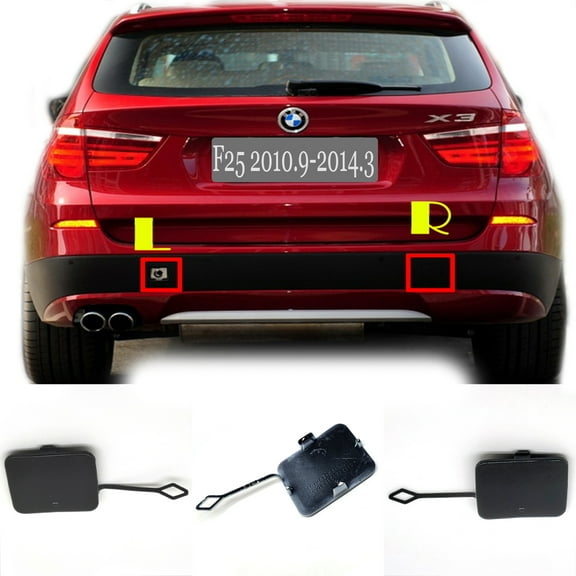 Trimla Rear Tow Cover for 11-13 BMW X3 F25 18d 18i 20dX 20iX 28iX 30dX 35dX 35iX xDrive sDrive 2011 2012 2013 SAV bumper Towing Hook Eye Cap 51127272415 Left