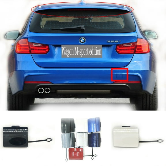 Trimla Rear Tow Cover for 13-18 BMW 3 F31 M Sport Wagon Touring Fit 320i 325d 328i 330d 330i 335iX 340iX 2013 2014 2015 2016 2017 2018 Bumper Hook Eye Towing Cap 51128056616
