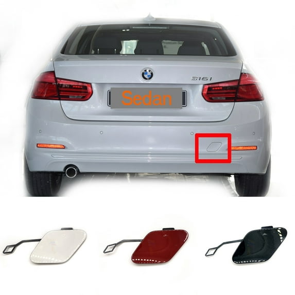 Trimla Rear Tow Cover for 16-18 BMW 3 Series F30 LCI Base Sedan Fit 320i 325d 328i 330d 330e 330i 340i 2016 2017 2018 Bumper Hook Eye Towing Cap 51127384417