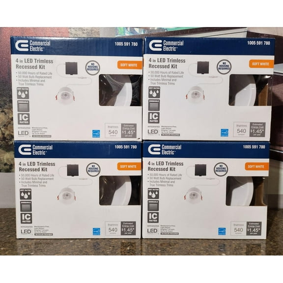 Open Box Trimless Integrated LED 4 in Round Canless Recessed Light for Kitchen Bathroom Livingroom, White Soft White