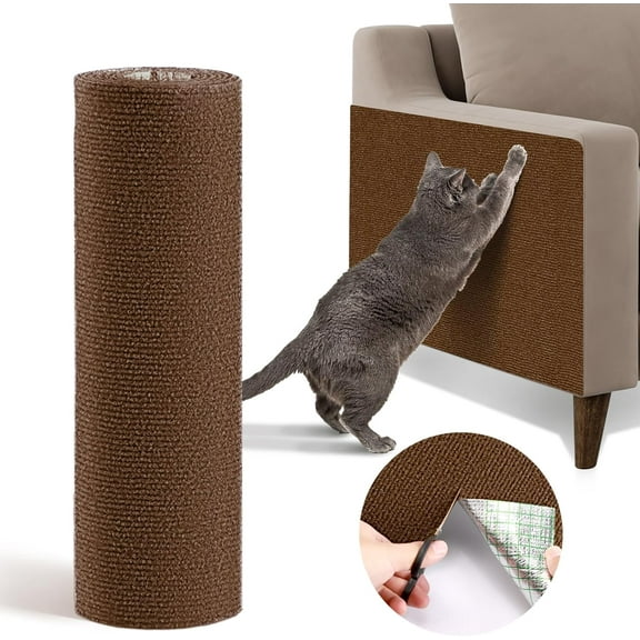 Trimmable Cat Scratching Mat, 118”x15.8” Self-Adhesive Replacement Cat Scratch Furniture Protector for Cat Wall Furniture and Scratcher Posts