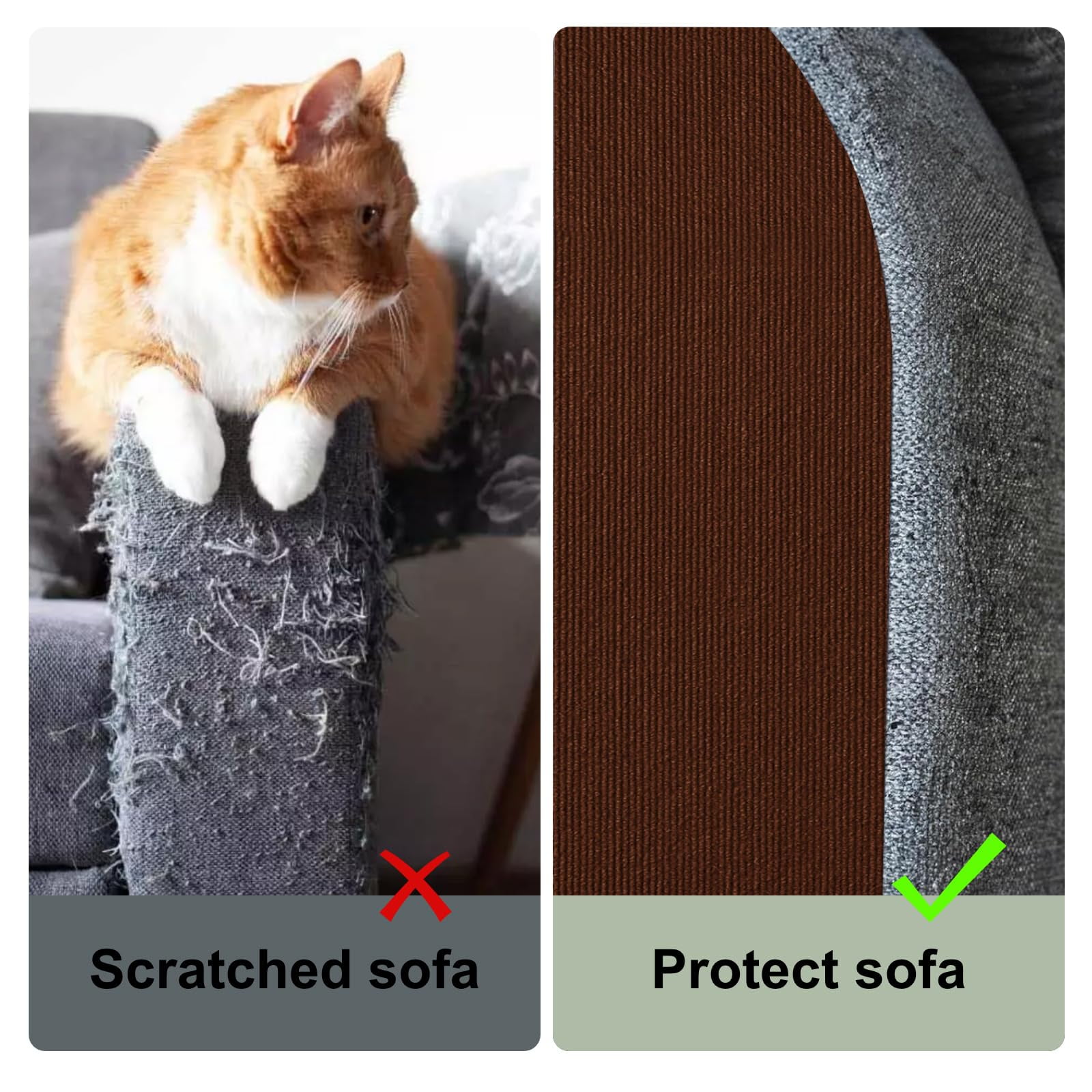 BELLIFFY Self-Adhesive Cat Scratch Mat - 40cm X 2m Trimmable Carpet For Furniture Protection