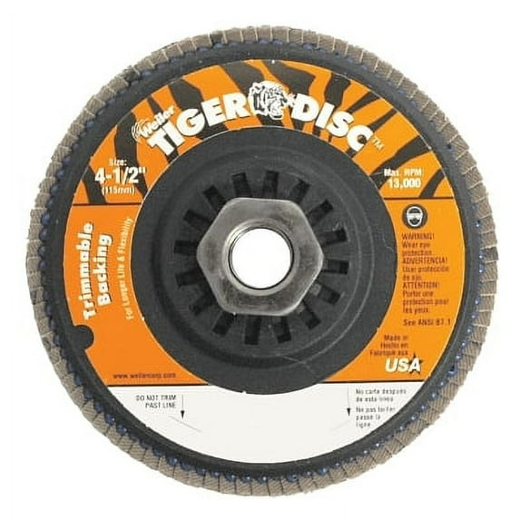 Trimmable Tiger Flap Disc, 4-1/2 In Dia, 40 Grit, 5/8 In-11, 13000 Rpm, Type 29 | Bundle of 5 Each