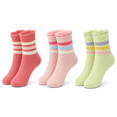 thumbnail image 1 of Girls Microfiber Boot Socks, 3 Pack, Trimmed Top Soft Cushioned Crew Socks, PINK, M, 1 of 8
