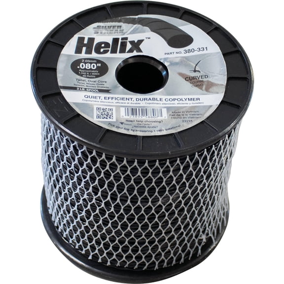 Trimmer Line Compatible with Echo Stihl Husqvarna String Trimmer Weed Eater Edger Lawn Care Replacement Helix 0.080 In Diameter Twist Black Durable Copolymer 3 Lb Branded Spool 1342 Ft