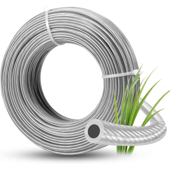 Trimmer Line Steel Metal Core and Nylon Coating, 0.095'' Metal Weed Eater String, 164ft/50m Round Trimmer Line  Steel Wire for Strimmer Brushcutter Trimmer